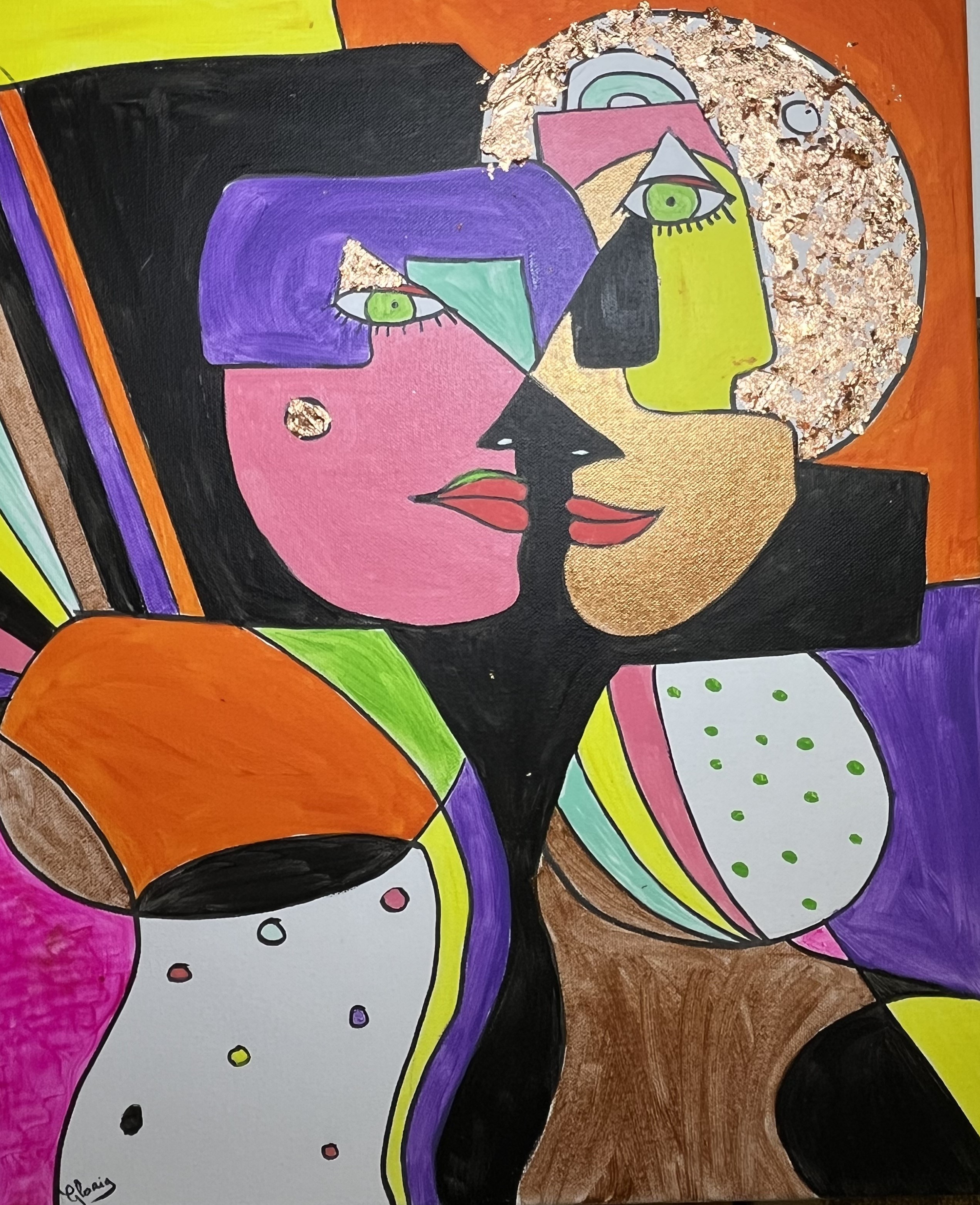 Duo abstrait vibrant