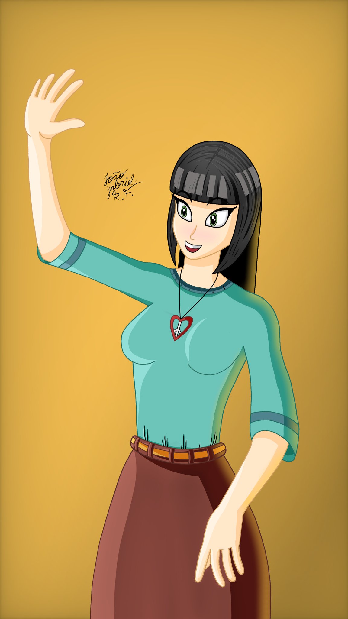 Kanny waving - My OC