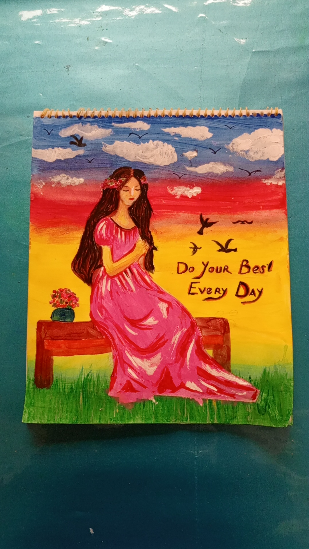 Beautiful girl painting